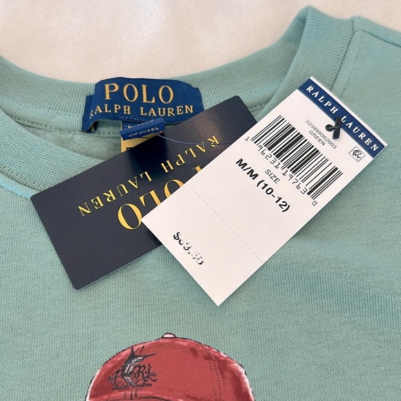 🎉Host Pick🎉Polo Ralph Lauren Sage Green Boys Fishing Polo Bear Sweatshirt - Picture 10 of 12
